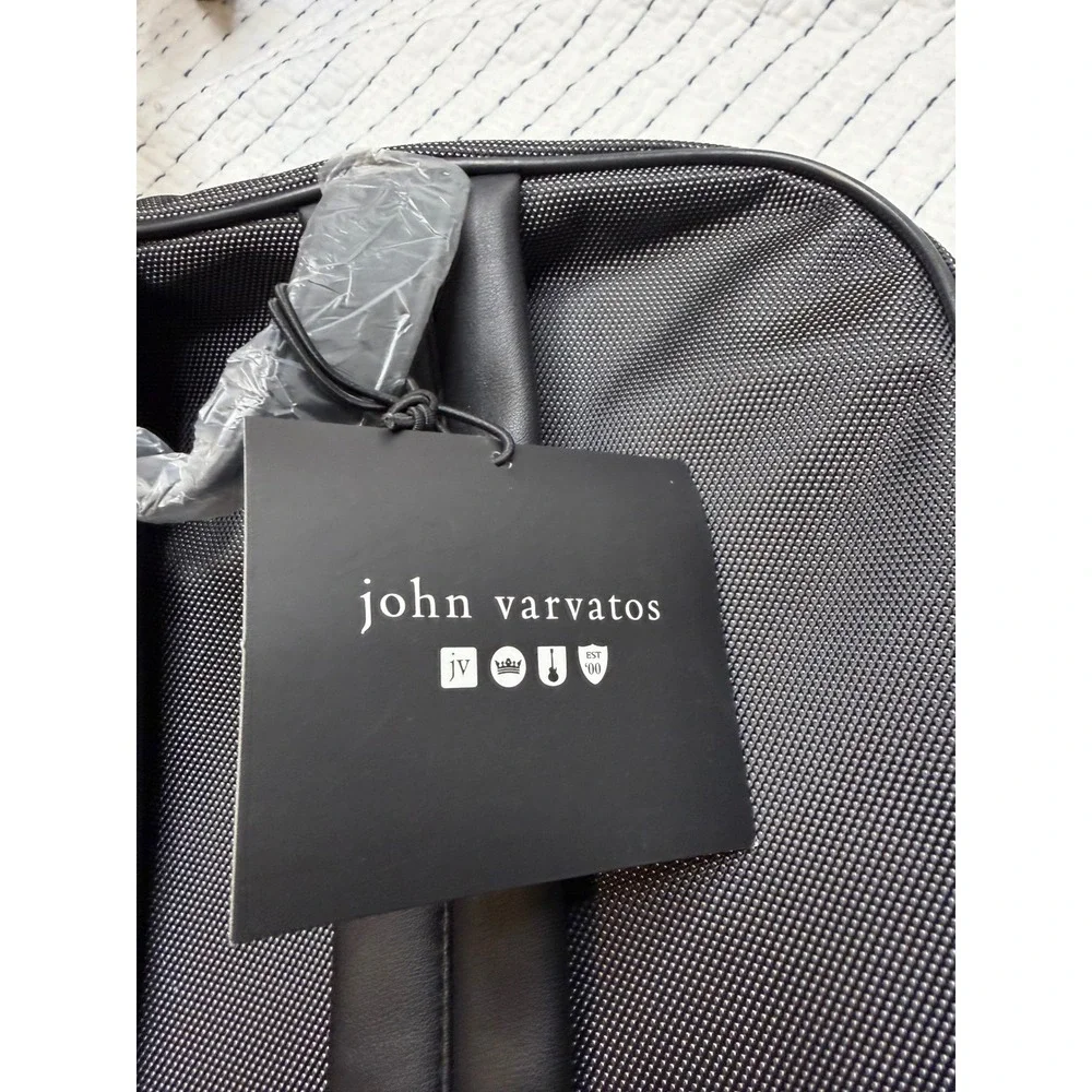 John Varvatos Black Ballistic Nylon Backpack Laptop Bag Travel Rucksack New